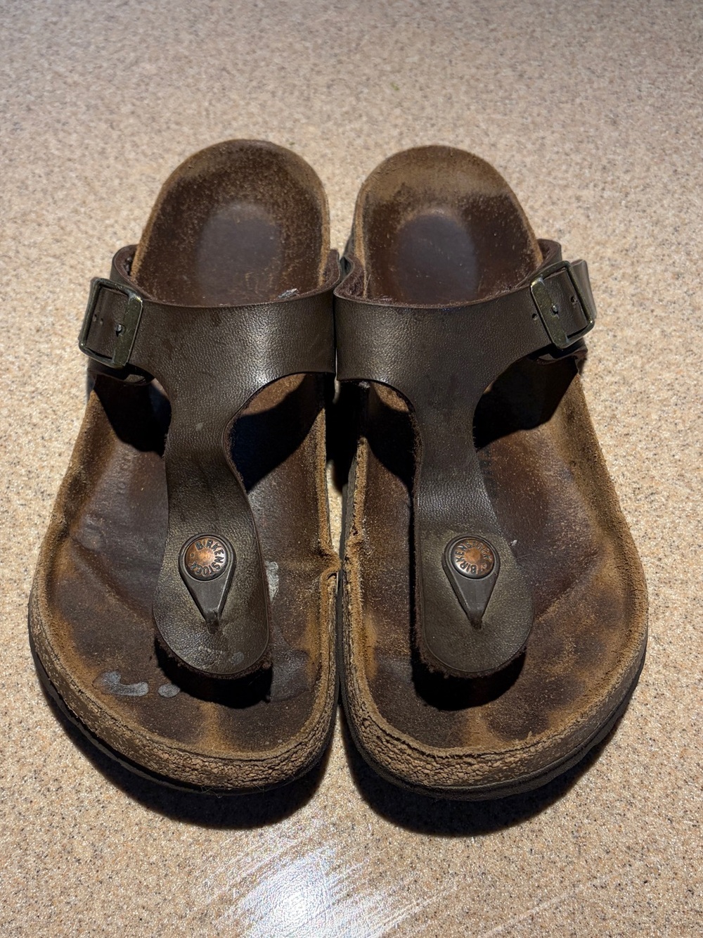 Birkenstock Brown Suede Buckle Sandals - Gizeh